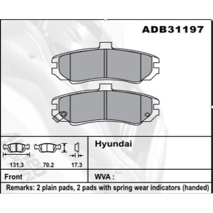 Ön Fren Balatası Elantra 0406 Şimli None (Oem No: H1Eln03-Kb-15)