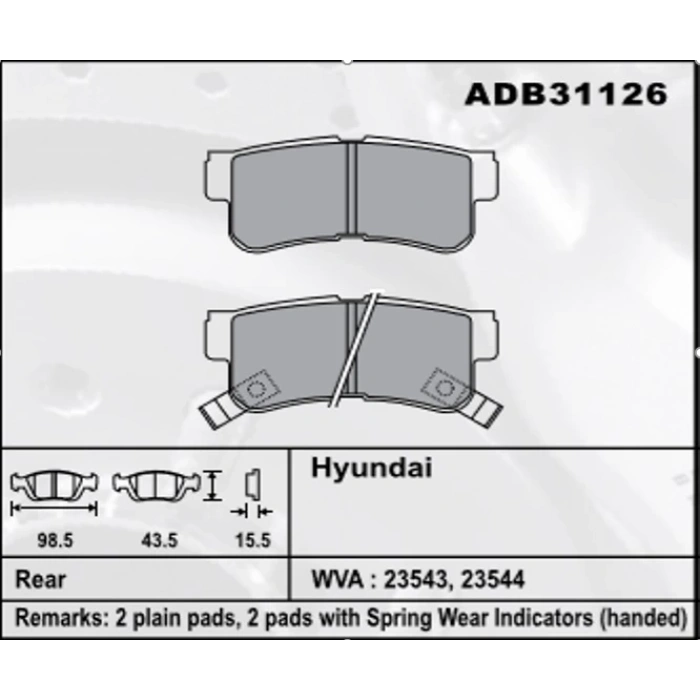 Arka Fren Balatası Getz 03-11Tucson 04-08Sonata 99 None (Oem No: H1Gtz01-Kb-05)