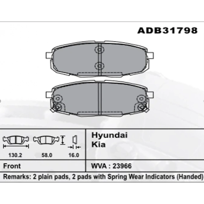 Fren Balatası İ30 0811Kia Ceed 0811 Ön Şimli None (Oem No: H1I3001-Kb-01)
