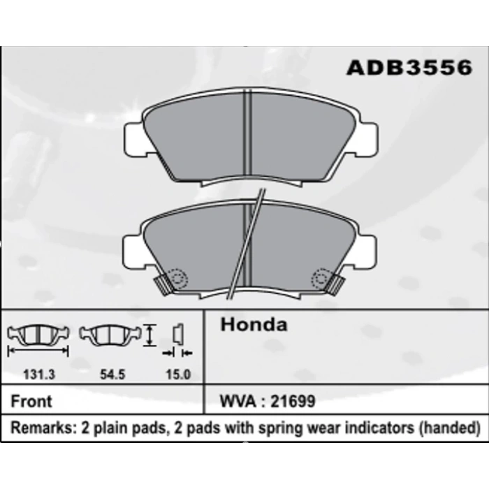 Ön Fren Balatası Civic 92-95 Civic 1.4 96-00Jazz None (Oem No: H2Cvc04-Kb-01)