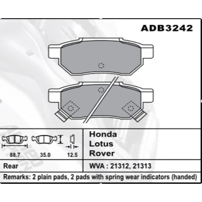 Fren Balatası Civic 9600 Jazz 0210 Rvr Arka Şimli None (Oem No: H2Cvc05-Kb-06)