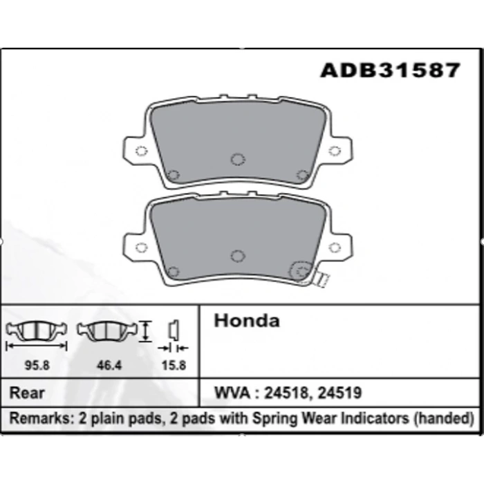 Arka Fren Balatası Civic Hb 06-11 Fk1 1.4 -Fn2 Type None (Oem No: H2Cvc07-Kb-71)