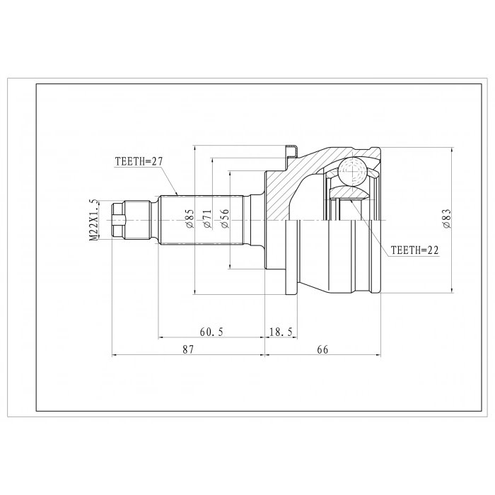 Aks Kafası Subaru İmpreza 9302 Dış 27X22X56 None (Oem No: Jpı102014)