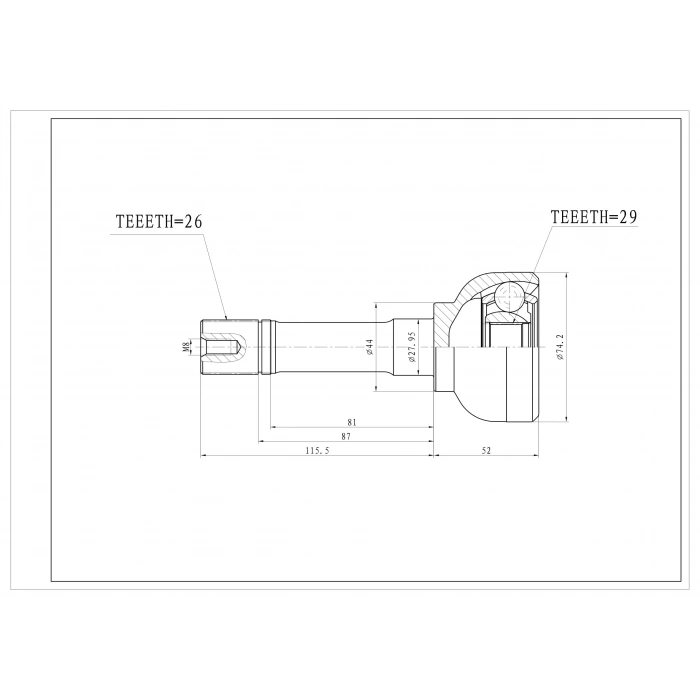 Aks Kafası Jimny 98 4Wd İnce Freze 26X29X49-Boy-1 None (Oem No: Jpı102017)