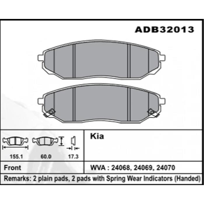 Fren Balatası Kia Sorento 0210 Ön Şimli None (Oem No: K1Sor01-Kb-01)
