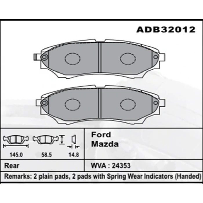 Fren Balatası Mazda B2500 0206 Ön Şimli None (Oem No: M2B2501-Kb-15)