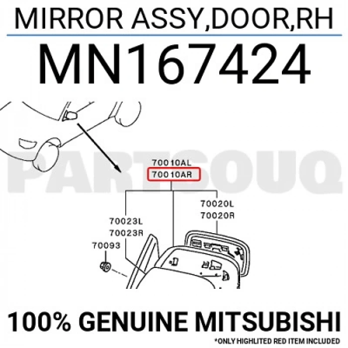 Dış Dikiz Aynası L200 06-14 Elektrikli Siyah Sağ (Oem No: Mn167424)