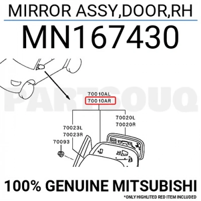 Dış Dikiz Aynası L200 06-14 Elektrikli Isıtmalı Krom Sağ (Oem No: Mn167430)