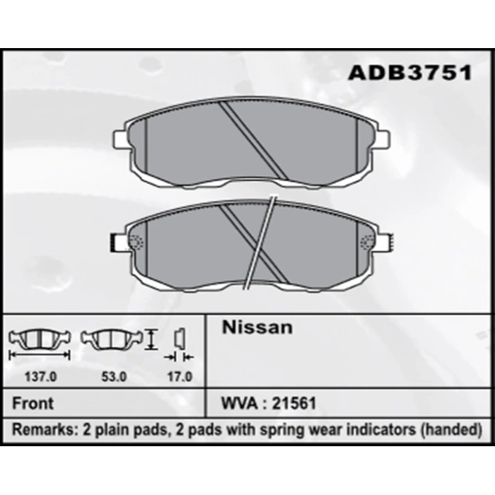 Fren Balatası Juke 1113 Ön Şimli None (Oem No: N1Juk01-Kb-01)