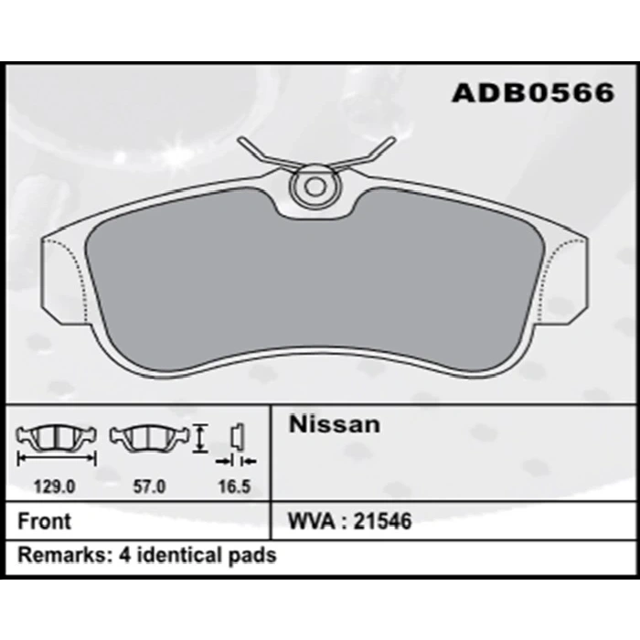 Ön Fren Balatası Primera 97-98 1.6 2.0 Eğri Tp Şimli None (Oem No: N1P1101-Kb-11)