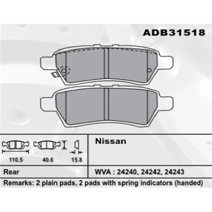 Fren Balatası Navara 0511 Arka Patfınder Şimli None (Oem No: N1Ptf02-Kb-06)