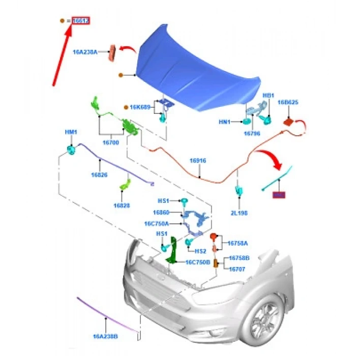 Motor Kaputu Mentesesız / Pjtransporter T76 A16610 Aa Ford Courıer Bm 17- (Oem No: Pjt76 A16610 Ea)
