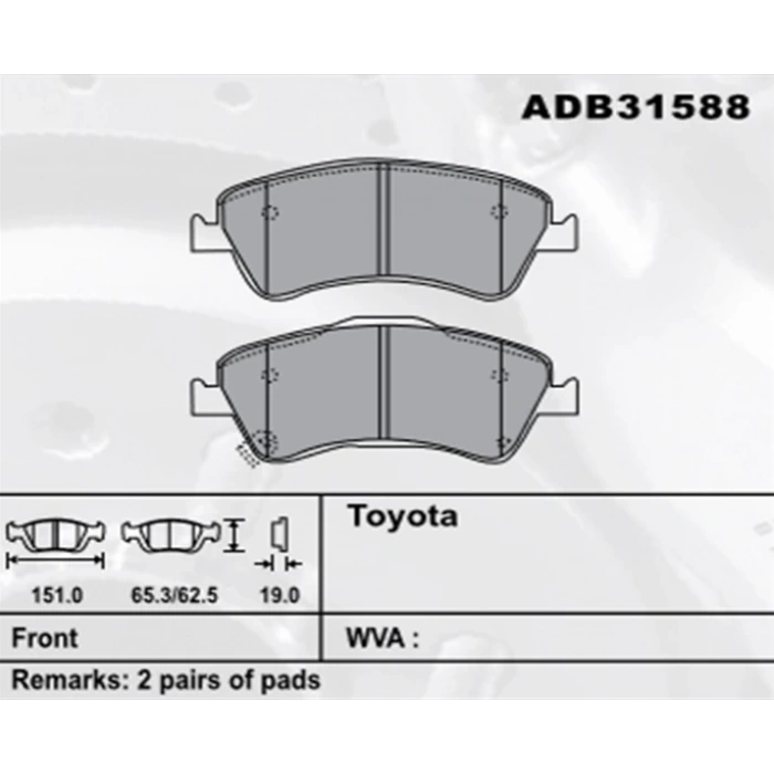 Fren Balatası Avensis 0913Verso 1013 Ön Şimli None (Oem No: T1Avn03-Kb-01)
