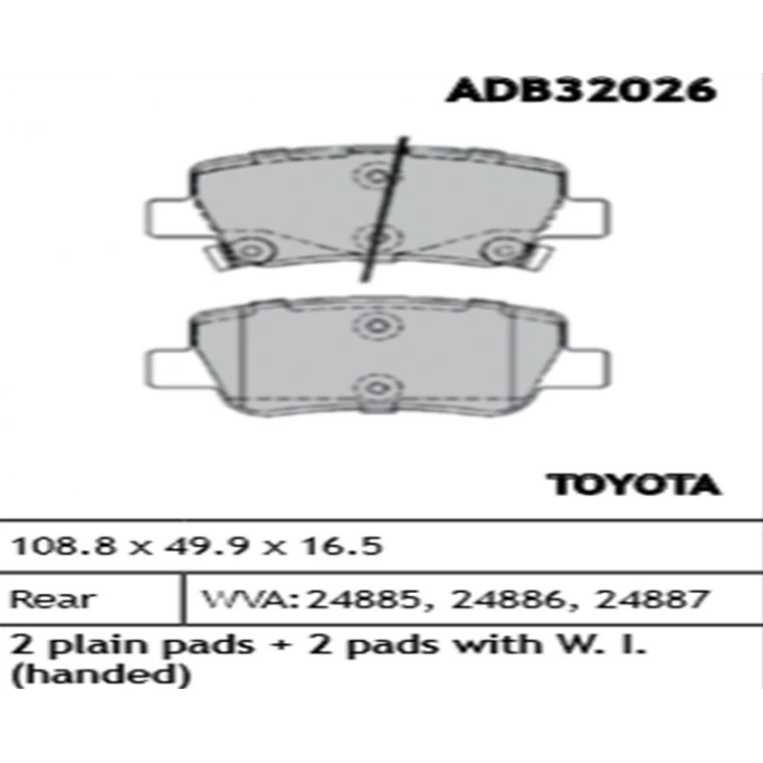 Fren Balatası Avensis 0912 Arka Şimli None (Oem No: T1Avn03-Kb-06)