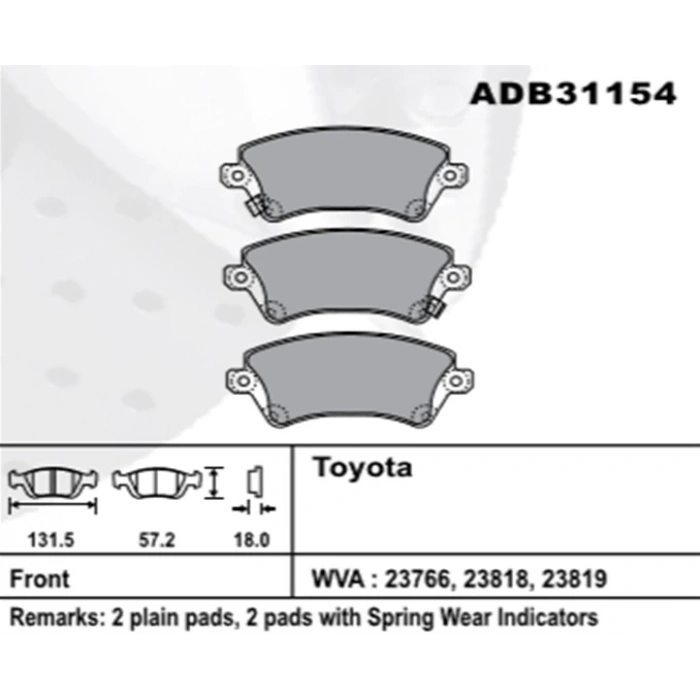 Ön Fren Balatası Corolla 0307 Vvtı Şimli None (Oem No: T1Crl06-Kb-01)