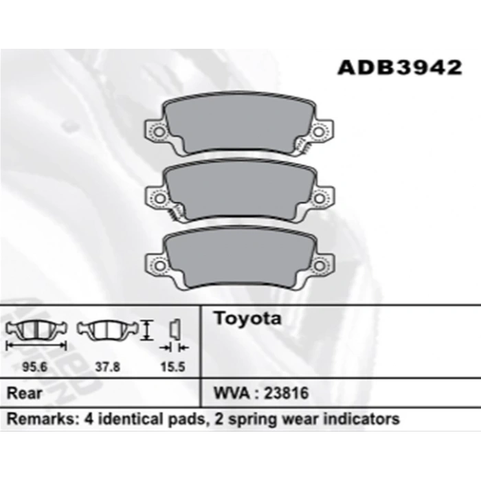 Fren Balatası Corolla 0307 Vvti Arka Şimli None (Oem No: T1Crl06-Kb-05)