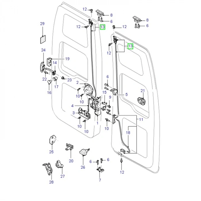 Ford Transit V184 347 2001  Arka Kapı Üst Kilidi Sol Sol Ort Tavan (Oem No:Yc15V43287Bh)