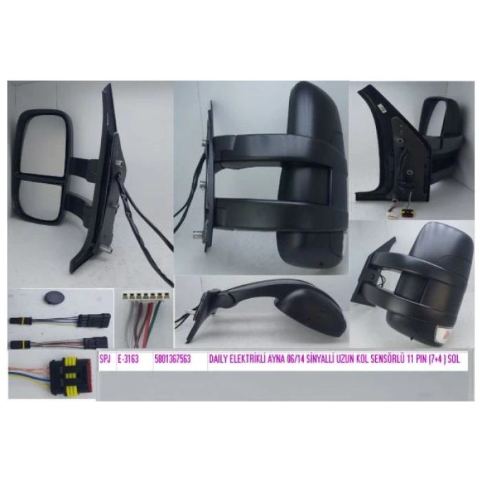 Iveco Daıly Elektrikli Ayna 2006-2014 Sinyalli Uzun Kol Sensörlü 11 Pın (7+4 ) Sol (Oem No:5801367563)