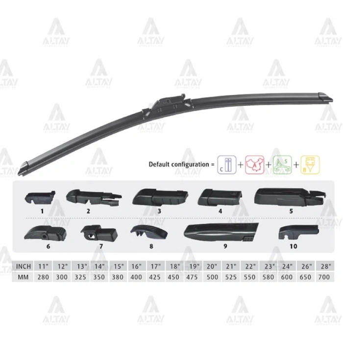 Silecek Süpürgesi Tek Tip Üniversal 8 Aparatlı 22 Muz (550Mm)