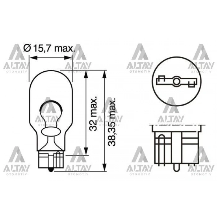 Ampül Eco 12V Büyük Dipsiz 16W / W16W Sinyal Ve Fren Ampülü Dipsiz 67 (Oem No:1987302821)