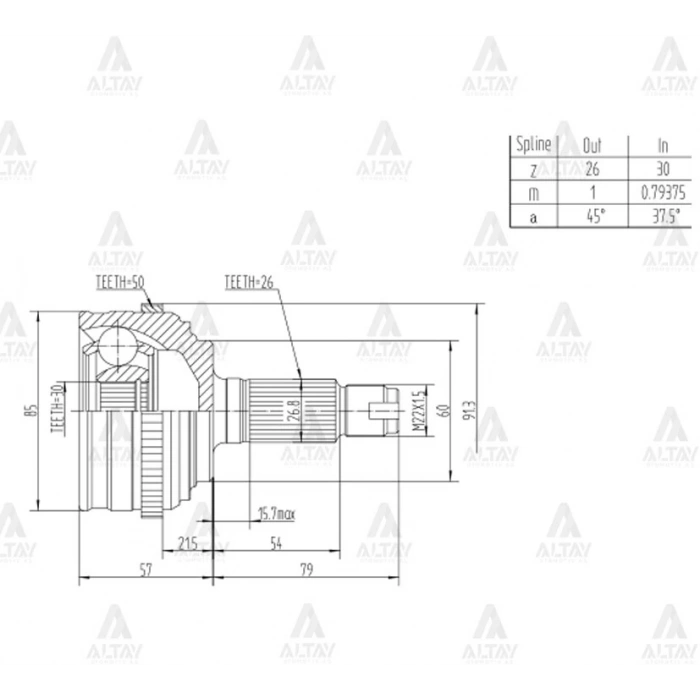 Aks Kafası Dış Hrv  1999-2015 / Absli 50 Diş 26X30X60 (Oem No:44014S5Aj51)