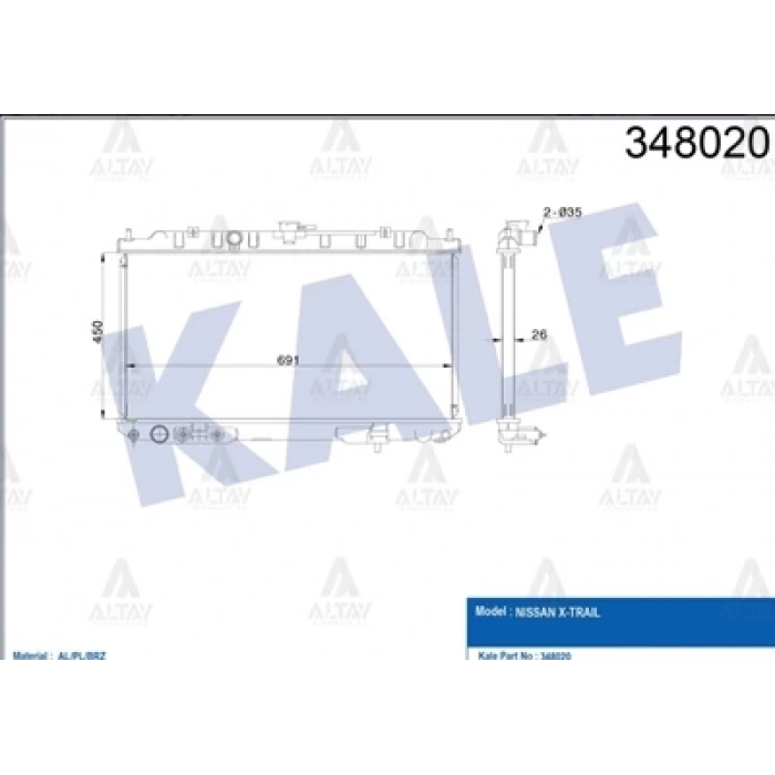 Radyatör Su X-Traıl 2001-2013 26Mm A-T Brazıng (Oem No:214608H900)