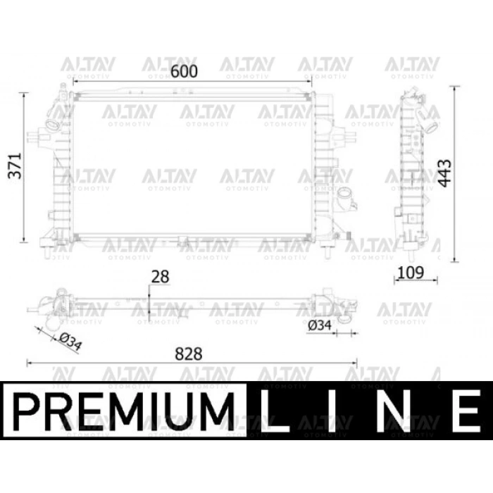 Radyatör Su Astra H / Zafira B  Z13Dth-A17Dtr-Z17Dtr-Z17Dth-Z19Dth    M-T Brazıng (Oem No:1300269)