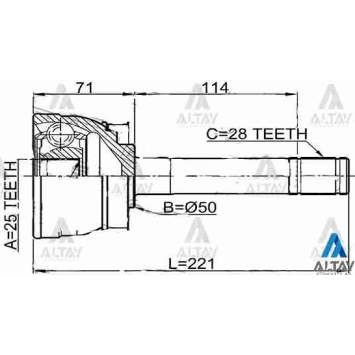 Aks Kafası Dış Pıckup 2003 Sonrası Yd25 / 4X4 28X25X50 (Oem No:3921158G60)