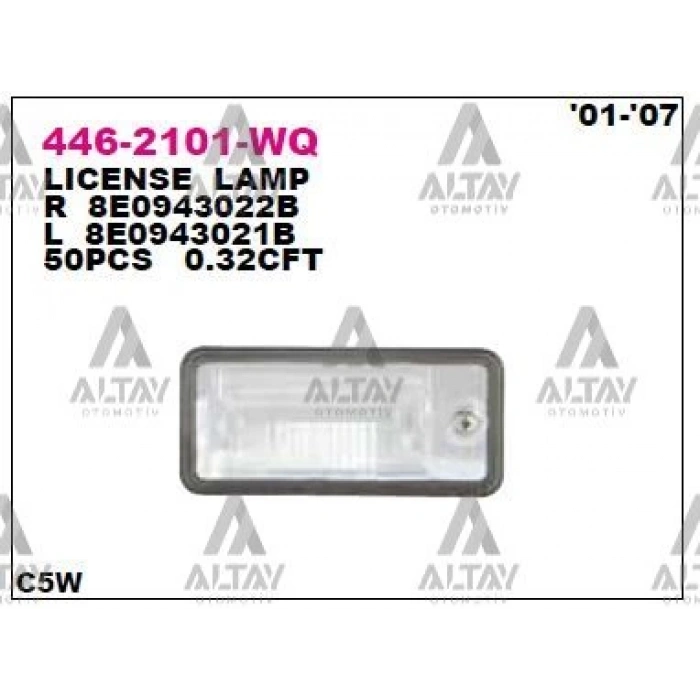 Plaka Lambası A3 / A4 / A6 2001-2011 Sol (Oem No:8E0943021B)