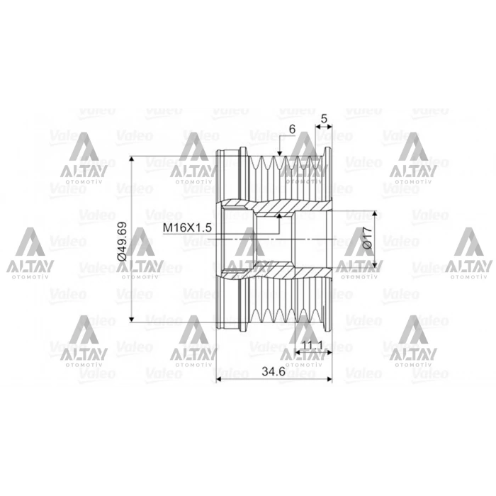Kasnak Şarj Dınamo Golf5 / Jetta / Passat / Polo / A3 / Leon 2004 Sonrası Bse-Blf-Blg-Caxa-Cava-Cbzb-Cbzc 1.2 Tsı-1,4 Tsı-1.6-1.6 Fsı (Oem No:03C903119F)