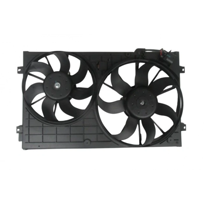 Volkswagen Caddy- 2011-2015  Radyatör Ve Klima Fan Davlumbazı  Komple Çiftli (7+7 Kanat) (Motorlu)(Oris) (Oem No:1Td121203D)