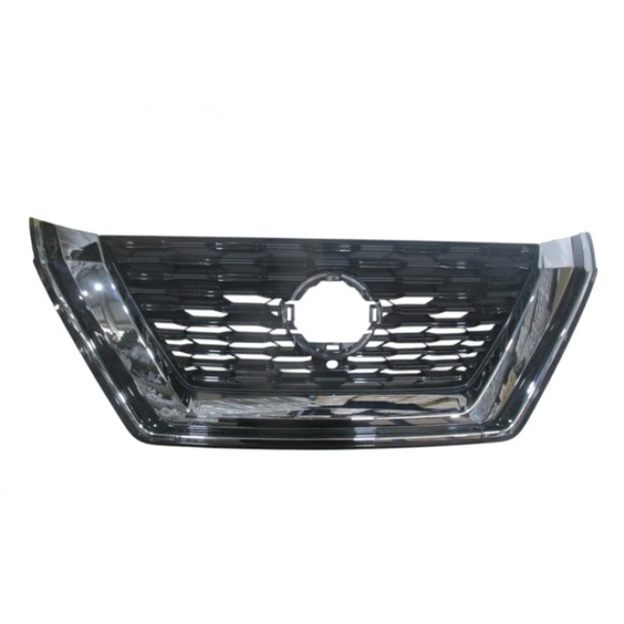 Nissan X Traıl- 2022-2023  Ön Panjur Siyah/Nikelaj Çıtalı Kamera Delikli (Tyg) (Oem No:623106Ra0B)