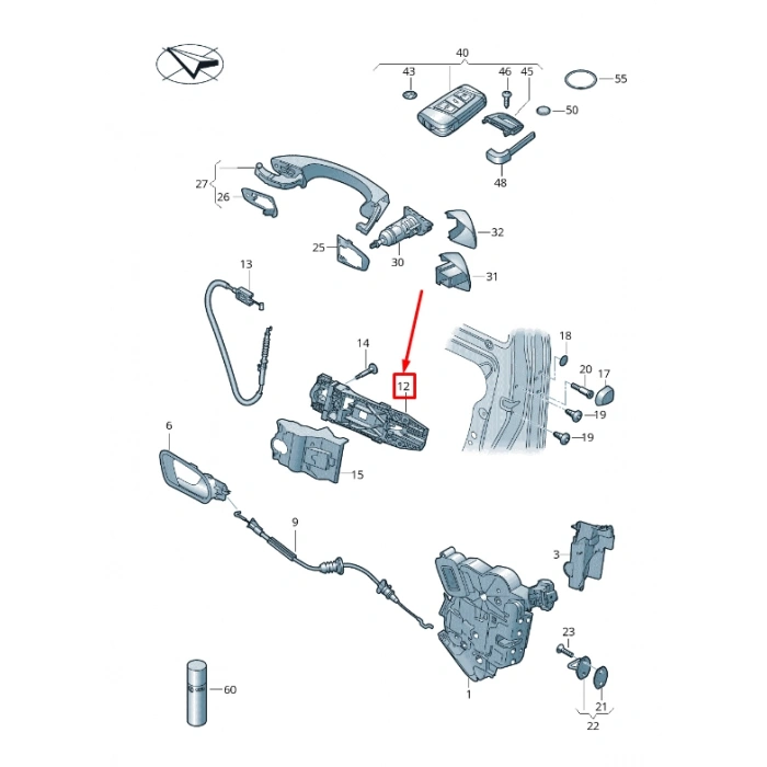Vw A3 2013- Kapı Kol Mekanızması Dış Kapı Kol Braketi Ön Sol (Oem No:8V0837885)