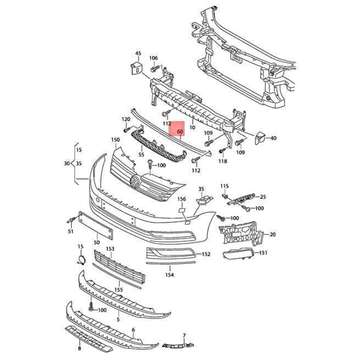 Vw Passat 2010-2013 Tampon Demiri Ön Alt (Oem No:3Aa807651A)