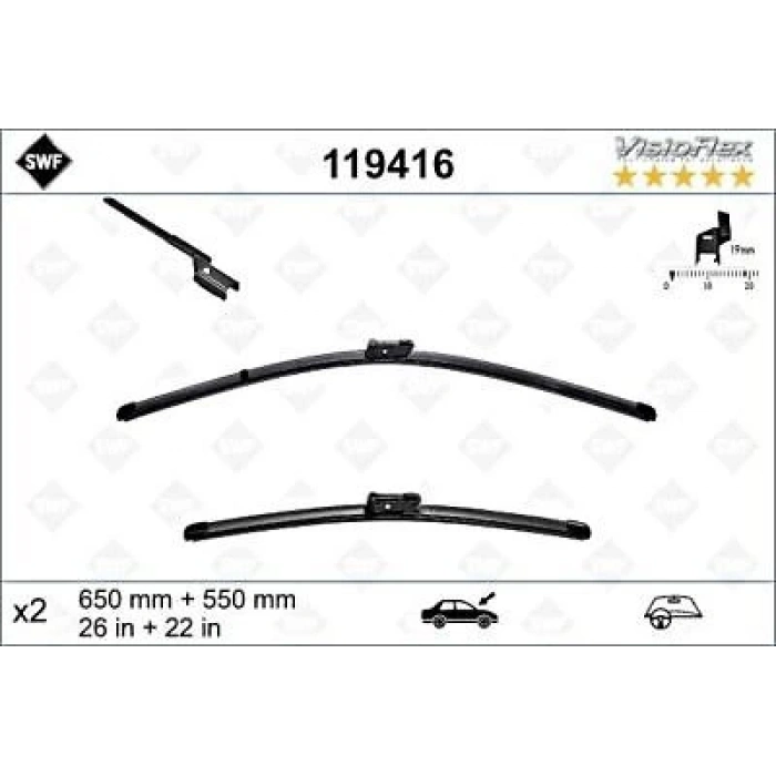 Psa Boxer / Jumper B.M 2006- Silecek Süpürgesı Ön Takım 650 / 550 Mm (Oem No:6426Pw)