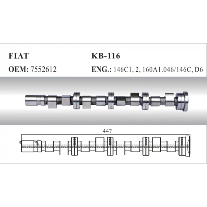 Fiat Uno 70/Tempra/Tipo 1,4I-1,6I 1990- Eksantrik Mili  (Oem No:7552612)