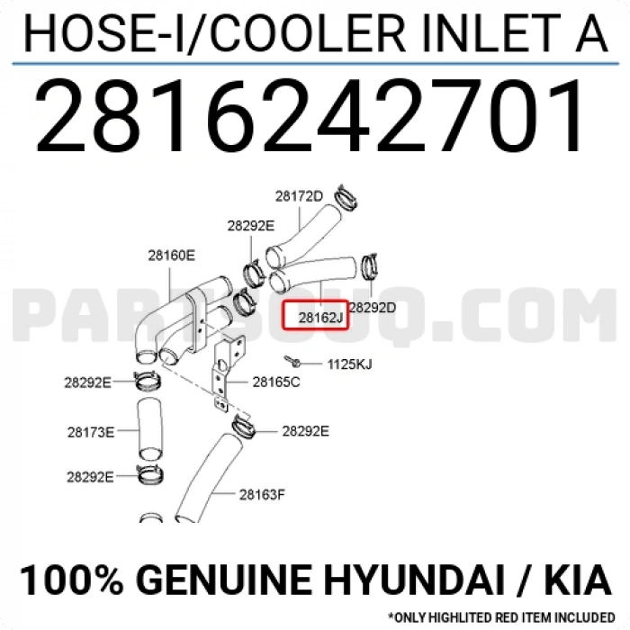 Kore H100 Kmy Dizel 2004- Turbo Hortumu  (Oem No:2816242701)