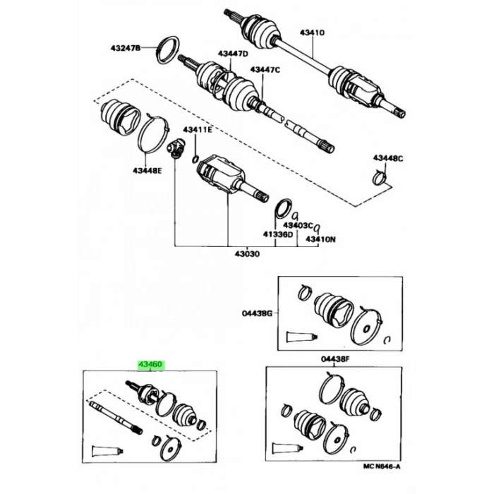 Japon Corona (T19) : Rav4 (A1) 1994-2000 2.0 1992-1996 Aks Kafası Dış Abs`Sız (Oem No:4347019645)