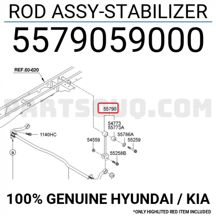 Kore H350 Dizel 2015- Denge Kolu Arka Çatallı Sağ/Sol (Oem No:5579059000)