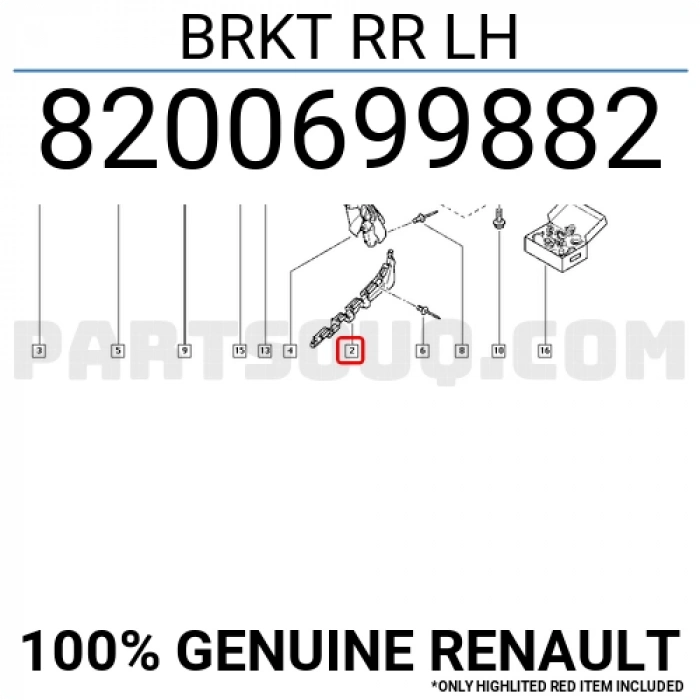Renault Clio Thalia 2000- Tampon Braketi Arka Sol (Oem No:8200699882)
