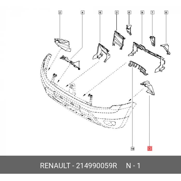 Renault Duster 2010- Tampon Alt Deflektörü Sol (Oem No:214990059R)