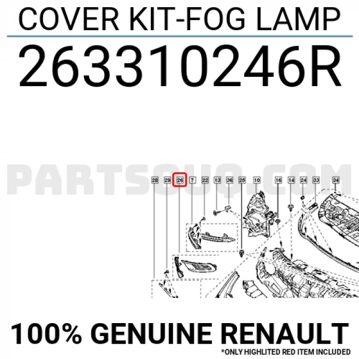 Renault Fluence 2009- Sis Far Çerçevesı Sağ Sissiz (Oem No:263310246R)