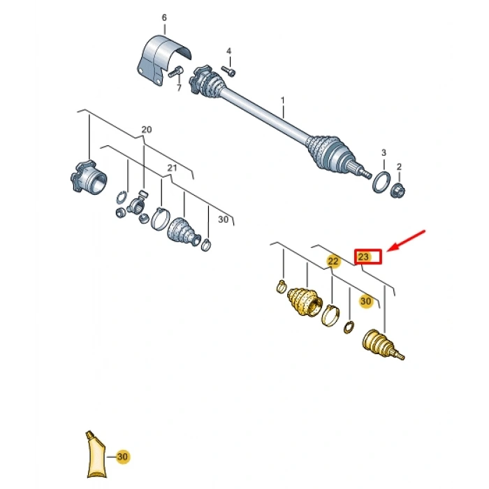 Vw Polo-İbiza-Fabia-A1 Chzl-Dkla-Chzc-Dkja-Dkrf 1,0 Tsı 2017- Aks Kafası Dış 2012-211999 (Oem No:2Q0498099A)
