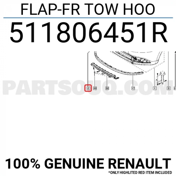 Renault Symbol 2017- Çeki Demirr Kapağı Ön  (Oem No:511806451R)