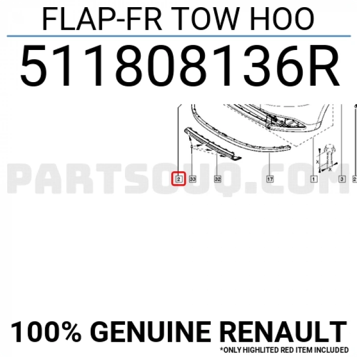 Renault Symbol Logan Sandero 2007- Çeki Demirr Kapağı Ön  (Oem No:511808136R)