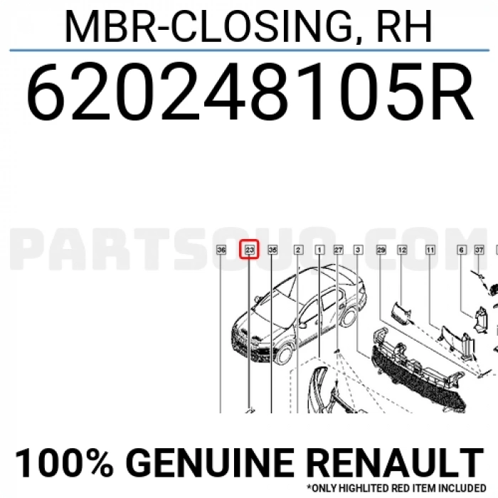 Renault Clio Symbol Joy 2013- Tampon Alt Deflektörü Sağ (Oem No:620248105R)