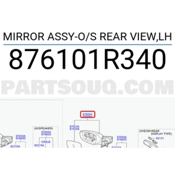 Kore Accent Blue Benzin-Dizel 2011- Dış Dikiz Aynası Sol Elektrikli Isitmali   (Oem No:876101R340)