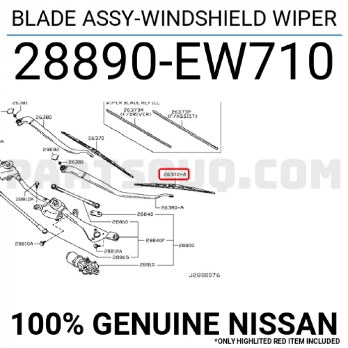Kore Galloper B.M 1998-2003 Silecek Süpürgesı Ön 425 Mm (Oem No:28890Ew710)