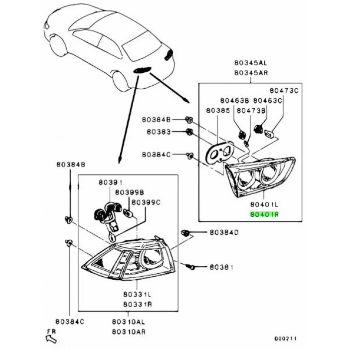 Japon Lancer (Cy) 1.5  2008 2010 Stop Lambası İç Sağ . (Oem No:8330A394)