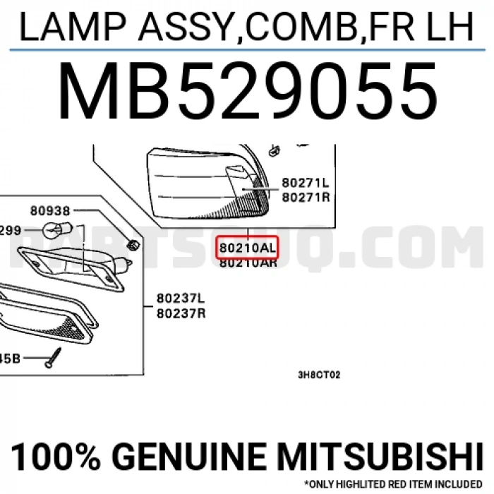 Japon Galant (E3) 1.6:1.8:2.0 88-1992 Sinyal Lambası Sol . (Oem No:Mb529055)